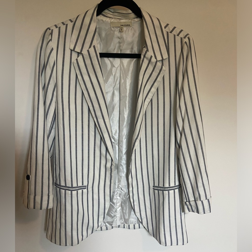Cream and Charcoal Stripe Blazer